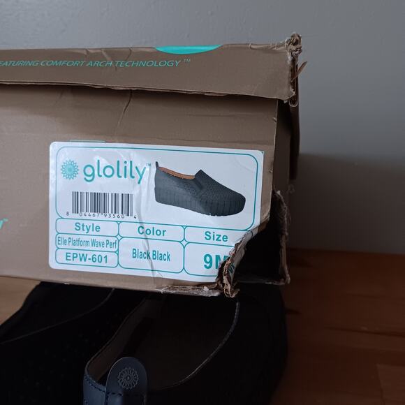 Glolily Elle Platform Wave Perf Black, EPW-601 Women's Size 9M - Pre-owned - Picture 11 of 11